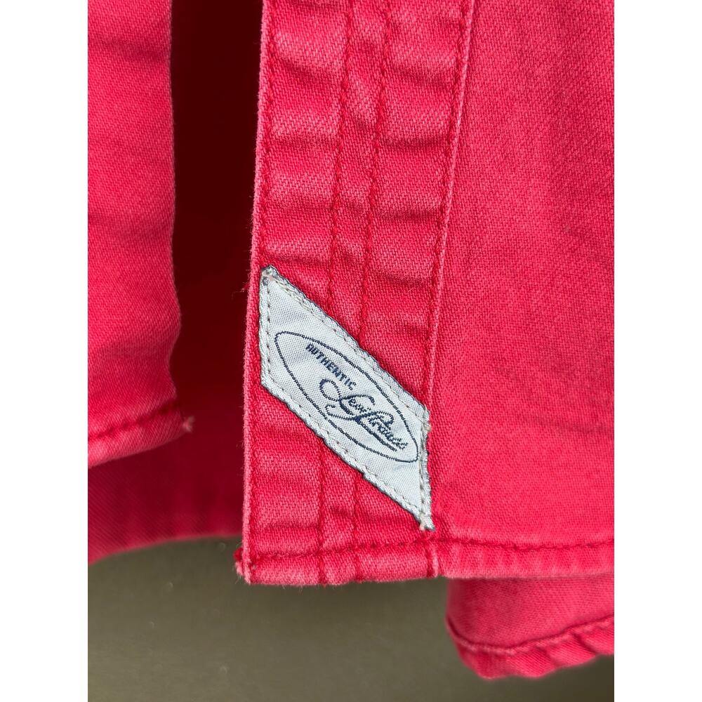 Vintage Levi's Shirt Men's XL Red Denim Metal Button Long Sleeve Brush Popper - Picture 6 of 8